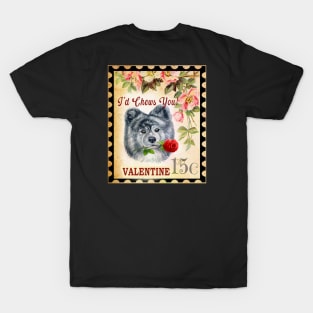 Akita brindle Vintage Valentine Funny Dog With Rose T-Shirt